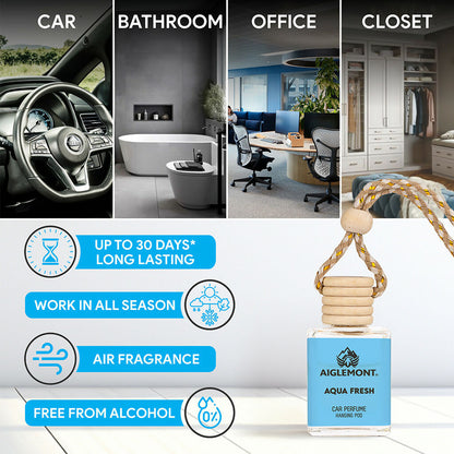 Aiglemont Aqua Fresh Car Perfume Hanging Pod 10ml | Long-Lasting Car Air Freshener | Premium Car Interior Accessory