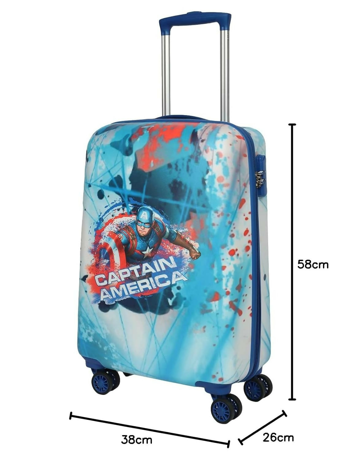 Novex Marvel Captain America Kids Polycarbonate Trolley Bag for Boys Travel Luggage with Spinner Wheel (22 Inch)