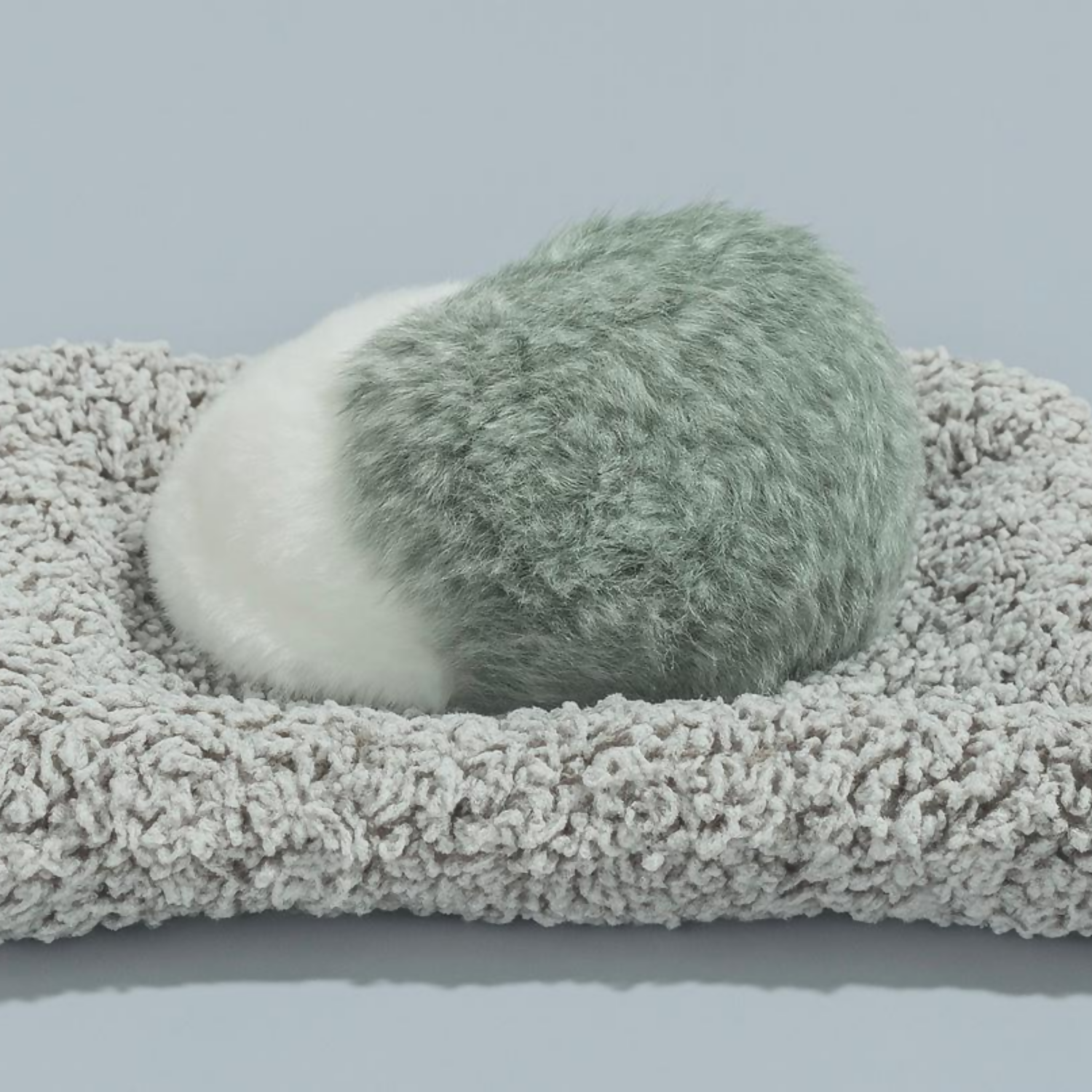 Premium Grey & White Sleeping Puppy Dashboard Toy