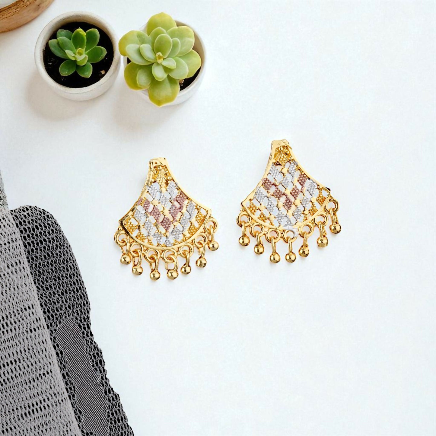 Traditional Gold-Plated "Pankhi" (Fan) Design Necklace Set with Multicolor Enamel