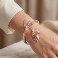 Silver Tone Austrian Stone Bracelet with Leaf Charm Design for Women