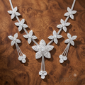 Silver-Plated Cubic Zirconia Necklace and Earrings Jewellery Set for Women