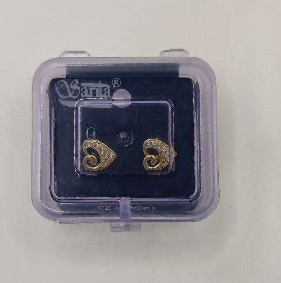 Gold-Plated Heart Stud Earrings with AD for women & girls