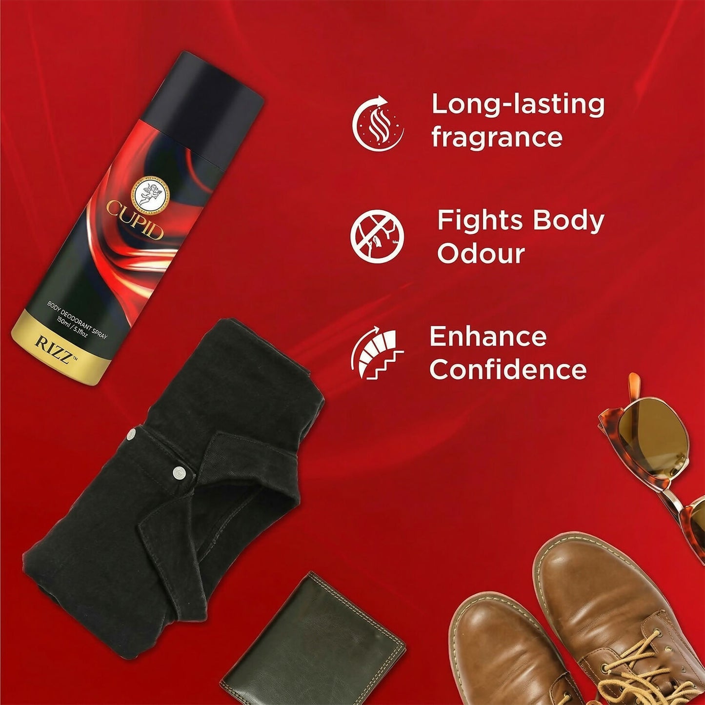 CUPID Body Deodorant Spray - RIZZ Fragrance for Men (150 ml)