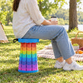 Rainbow Telescopic Folding Stool with Carry Strap, Portable Camping Seat (1 Pc)