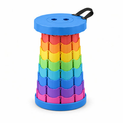 Rainbow Telescopic Folding Stool with Carry Strap, Portable Camping Seat (1 Pc)