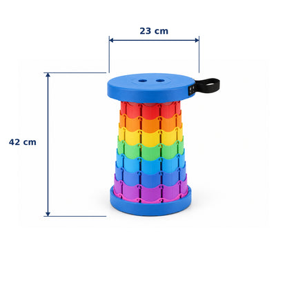 Rainbow Telescopic Folding Stool with Carry Strap, Portable Camping Seat (1 Pc)