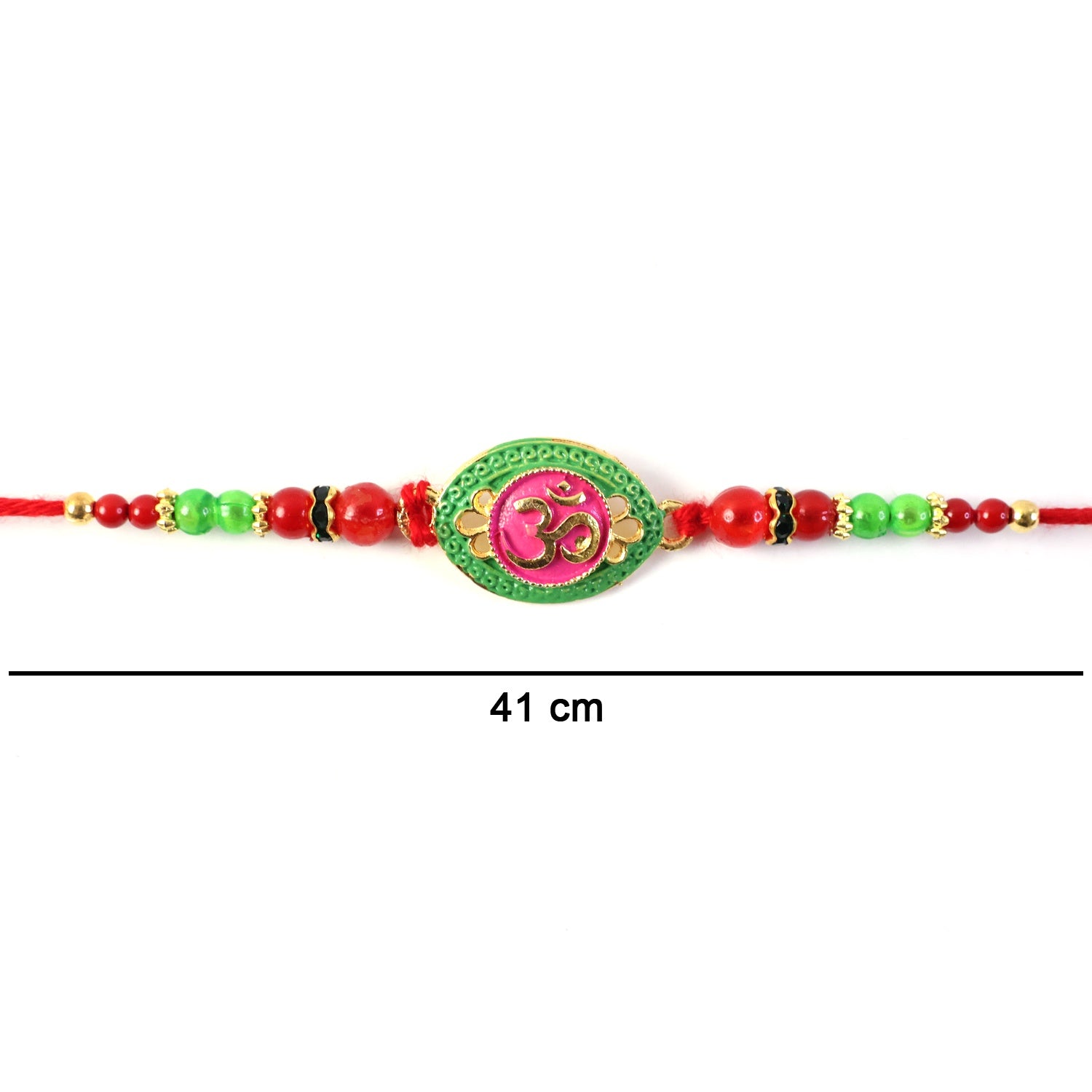 Lightweight oval Rakhi with OM motif and comfy thread