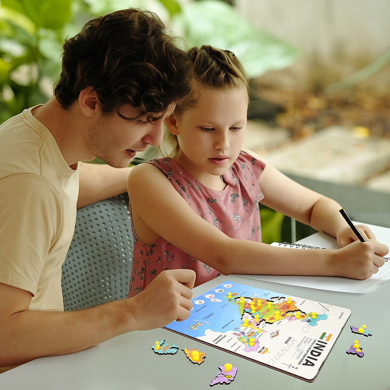 Aditi India Map Wooden Puzzle with Pegs for State Learning & Geography Play