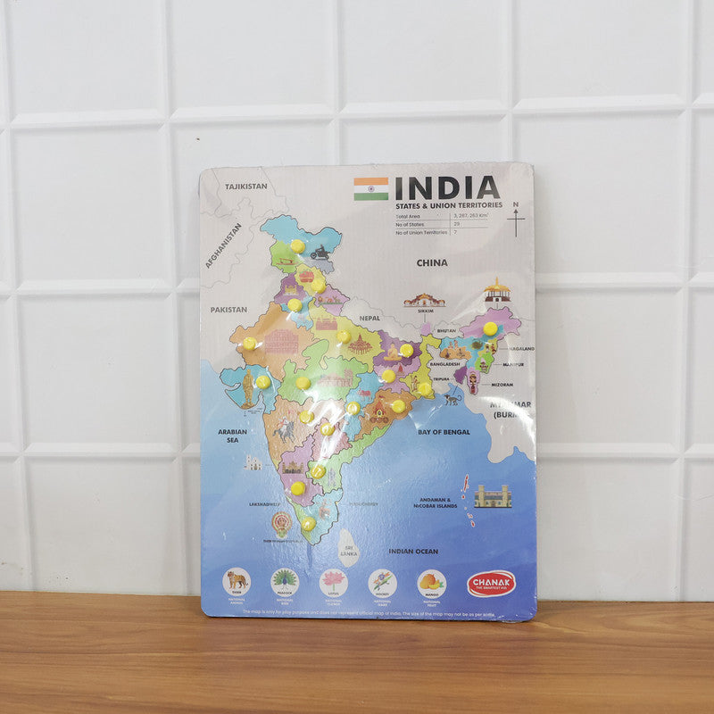 Aditi India Map Wooden Puzzle with Pegs for State Learning & Geography Play