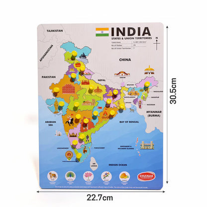 Aditi India Map Wooden Puzzle with Pegs for State Learning & Geography Play