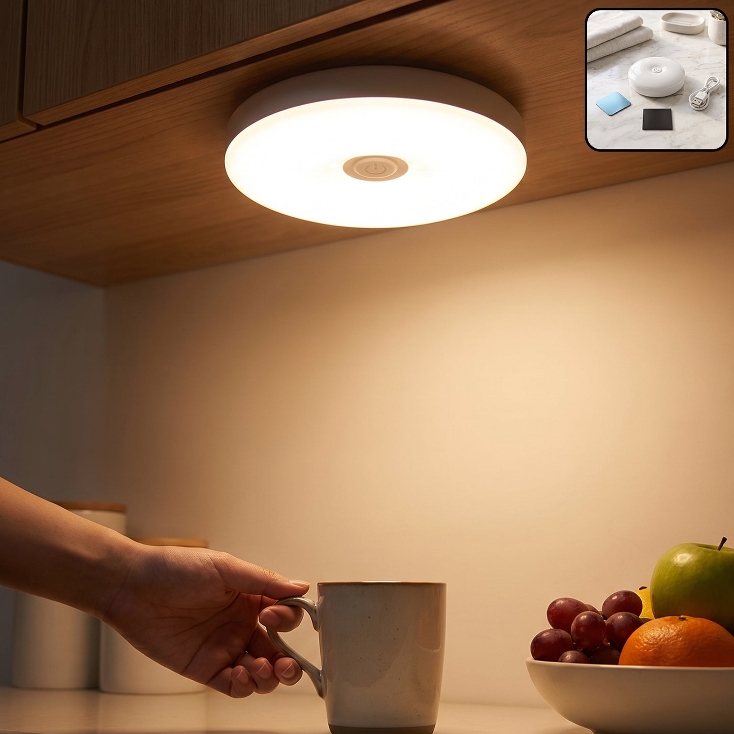 USB Rechargeable Magnetic Motion Sensor LED Light for Cabinet Home (1 Set)