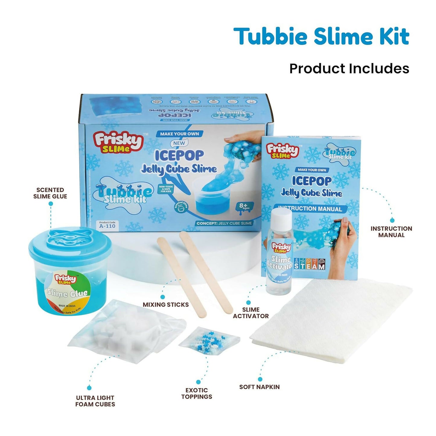 Icepop Jelly Cube Slime Making Kit for Kids – DIY Tubbie Slime Kit with Activator