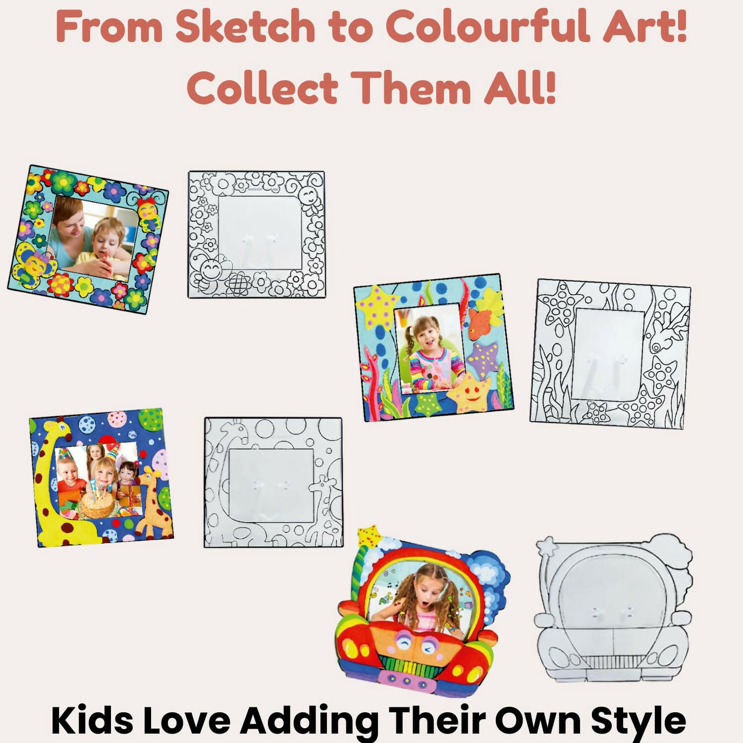 NARA Fancy Frame Foam Clay Art Kit Mix Design – DIY Photo Frame Craft Set for Kids Creative Activity (1 Pc)