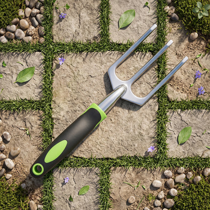 Garden Hand Fork 3 Tine Stainless Steel Digging Tool Ergonomic Handle (1 Pc)