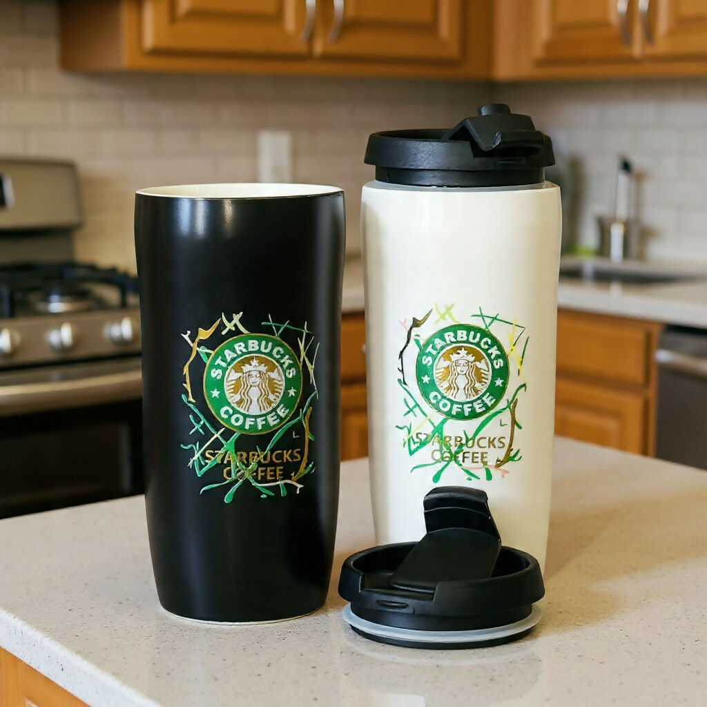 Insulated Travel Coffee Mug with Lid, Leakproof Tumbler Cup (Color may vary)