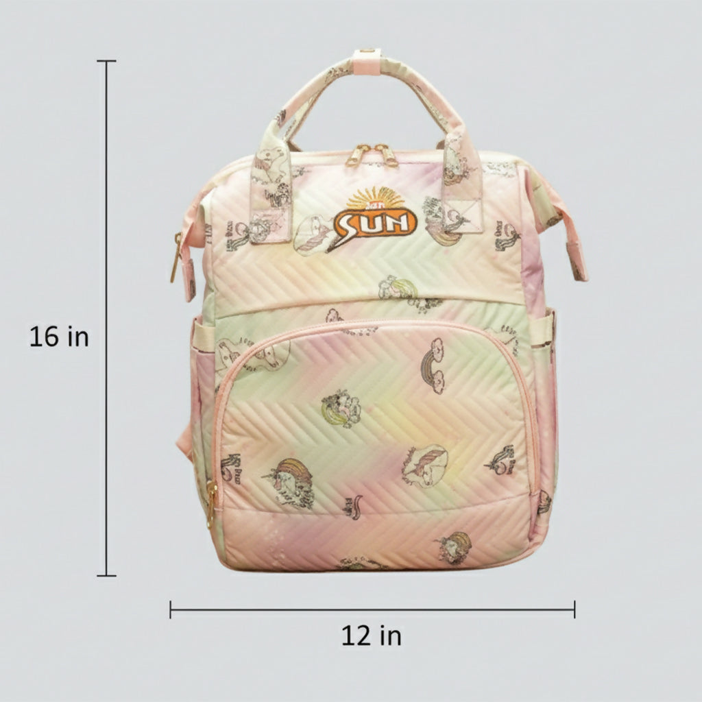 Stylish Multicolor Diaper Bag Backpack for Moms – Baby Bag with Multiple Pockets, Changing Station & Bottle Holders – Cute Print