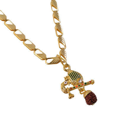 Stylish gold-tone Rudraksha pendant chain suitable for men and women