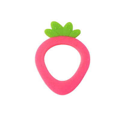 Strawberry shaped silicone baby teether