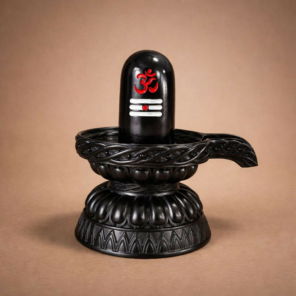 Shivling Shiva Lingam Idol with Om Symbol for Temple & Home Decor