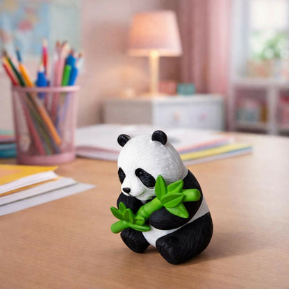 Cute Panda Bamboo Showpiece poly-resin| Mini Panda Decorative Figurine for Home