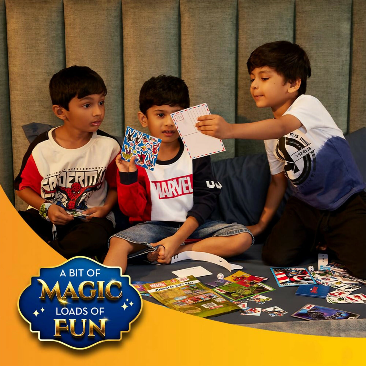 Marvel Surprise Gift Bag – Sticker Sheets, Puzzles, Activity Cards & Wristband for Kids