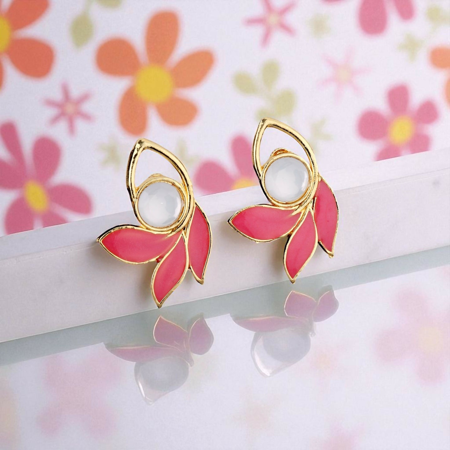 Gold-Toned American Diamond-Studded Teardrop Set