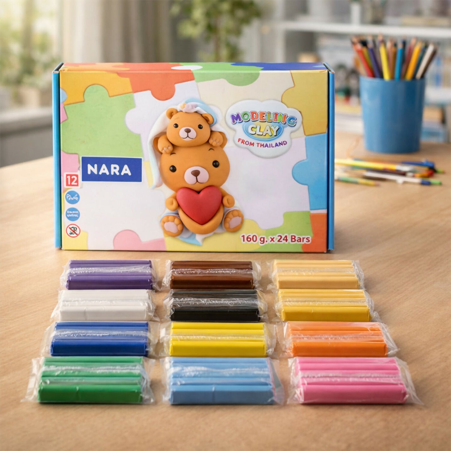 Bright, colorful modelling clay bars for kids’ crafts