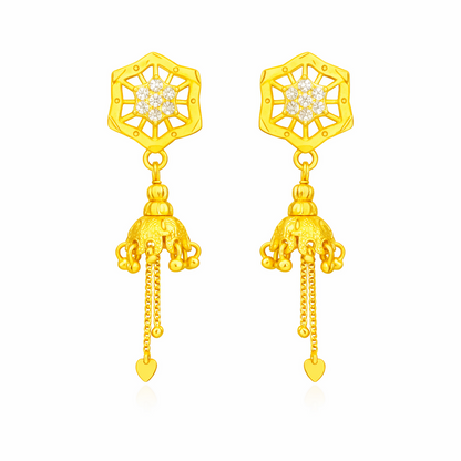 Gold Plated Octagon Star Design Jhumki Earrings