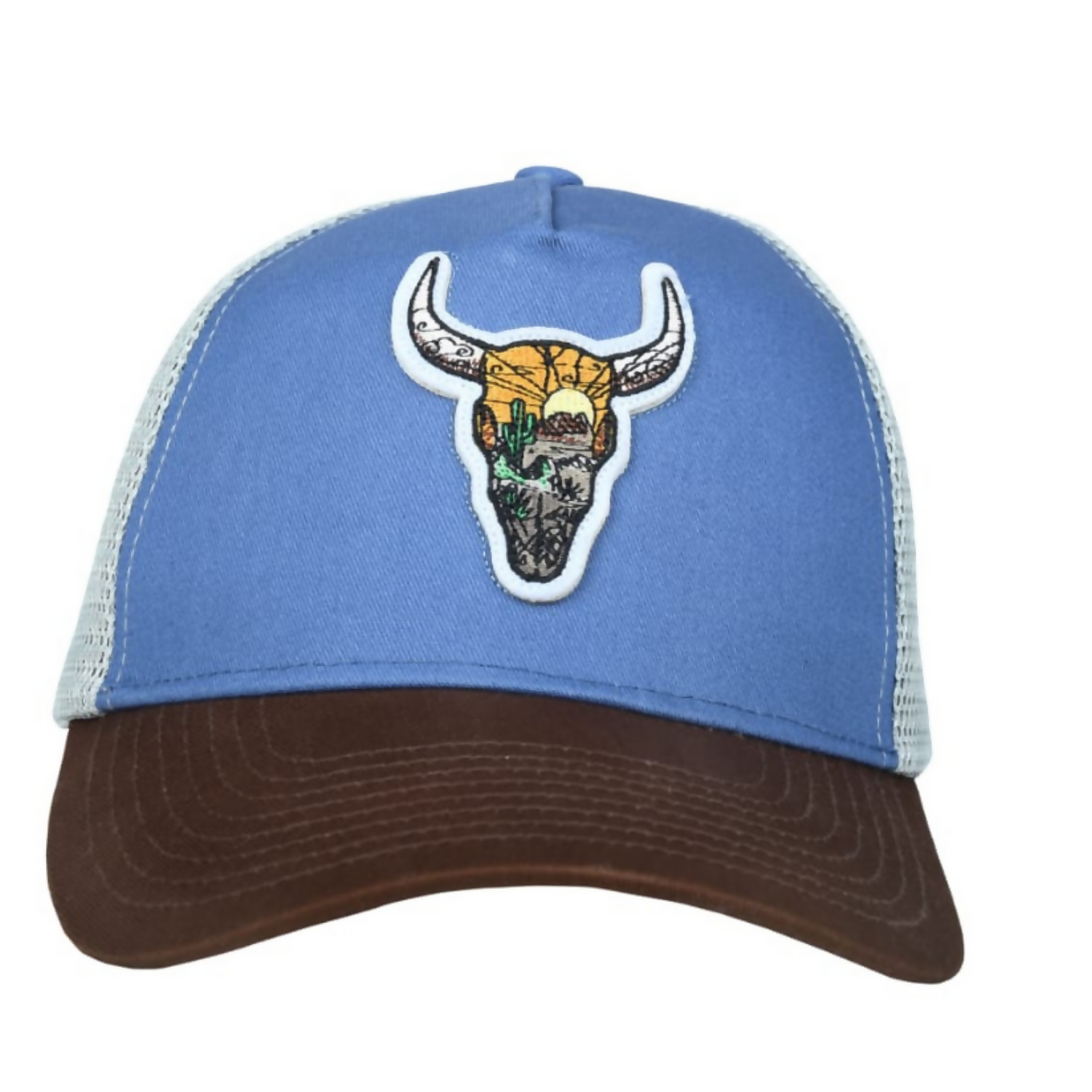 Stylish Blue Adjustable Cap with Bull Embroidery Breathable Casual Outdoor Fashion Cap for Men & Women