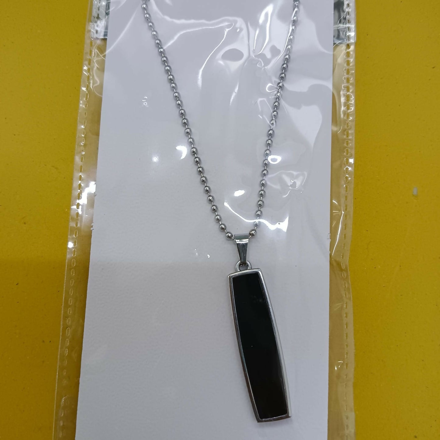 Black Enamel Chain Pendant For Men
