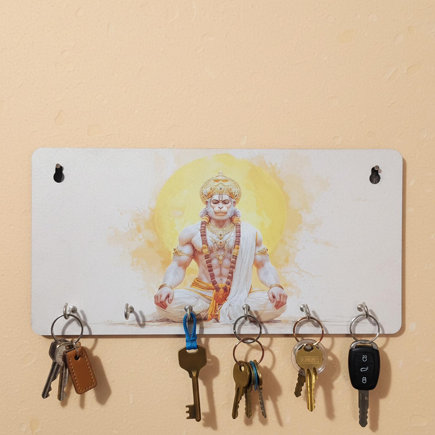 Spiritual Wall Mounted Key Holder with Digital Print Decorative Religious Decor (Mix Design)