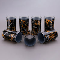 Black Printed Unbreakable glass (pack of 6 )