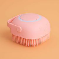 Pink Silicone Body Scrubber with Soap Dispenser for Bath & Shower