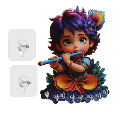 Krishna key holder installed on wall with no-drill adhesive