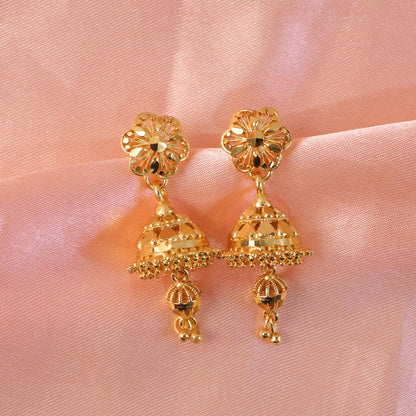 Designer Floral Top Gold Jhumka Earrings – Festive Collection