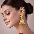 Festive Peacock Earrings – Elegant Gold Jhumka with Enamel Work
