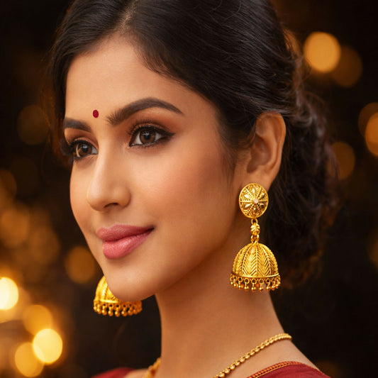 Traditional Gold Plated Jhumka Earrings for Women