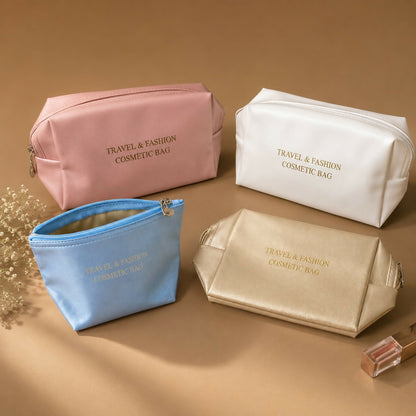 Lightweight cosmetic pouch fitting into a handbag for travel