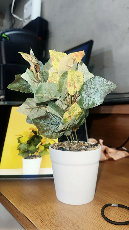 Artificial Decorative Leaf Plant with Pot for Home & Office Table Décor