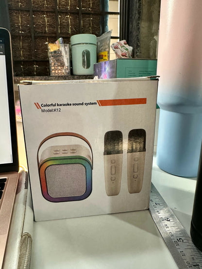 Portable Karaoke Speaker with Wireless Mic, LED Light Effects, BT 5.3