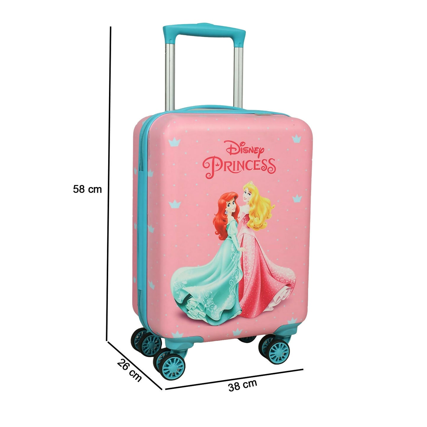 Packed Disney Princess kids trolley bag ready for travel