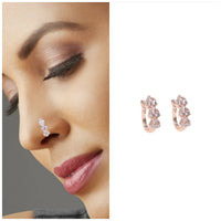2Pc Non-Piercing Nose Ring Set Floral & Cuff Gold Silver AD