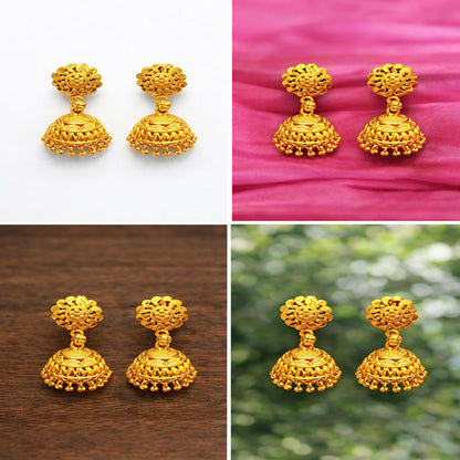 Traditional Gold Plated Jhumka Earrings for Women