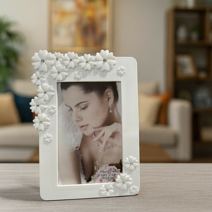 Decorative Flower Photo Frame for Home Décor, Bedroom, Living Room 4x6 Inch