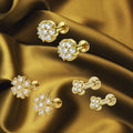 Flower Cluster Flat Back Stud Earrings – Combo Pack of 3 Pairs
