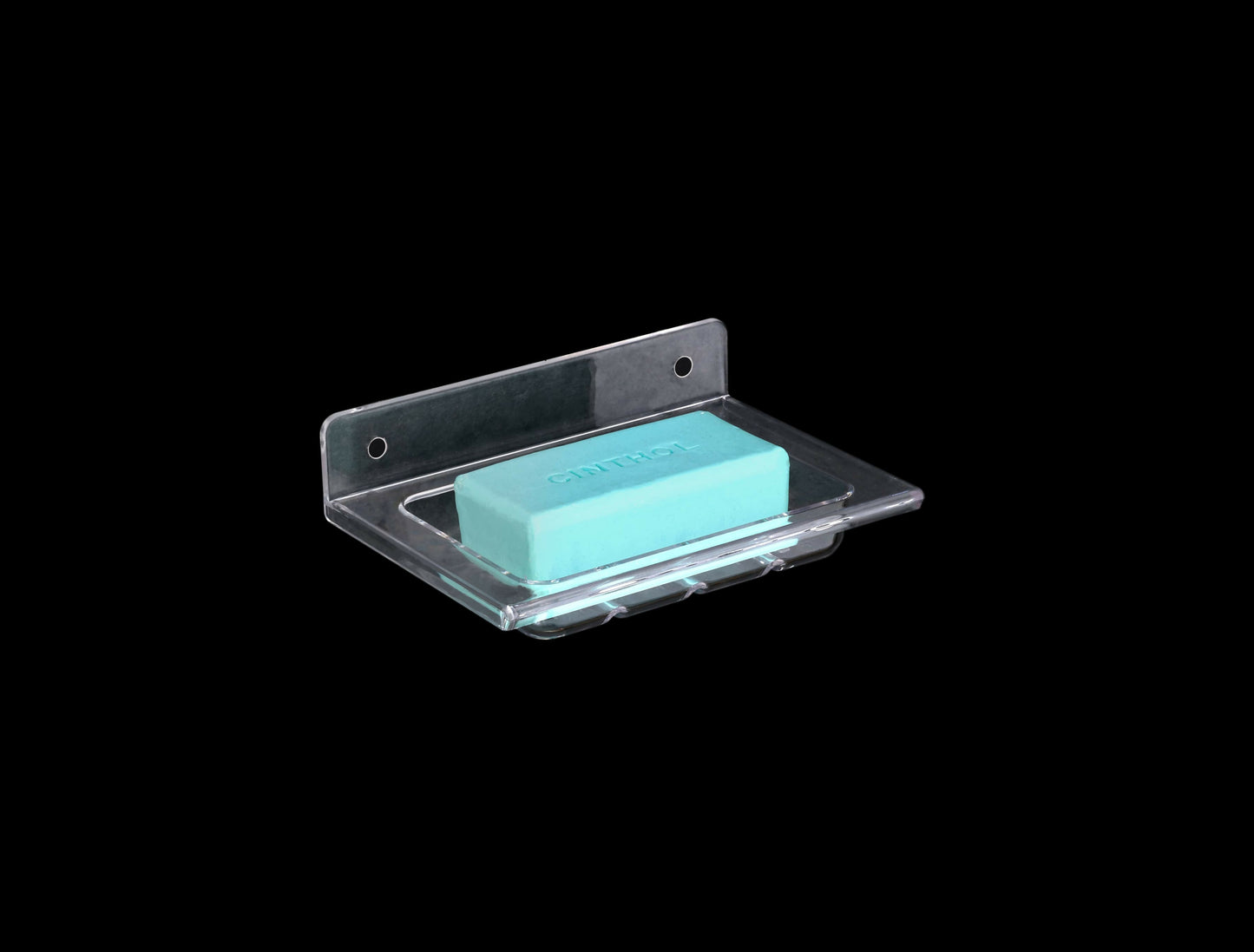 Close-up of impact resistant PC soap dish with soap inside