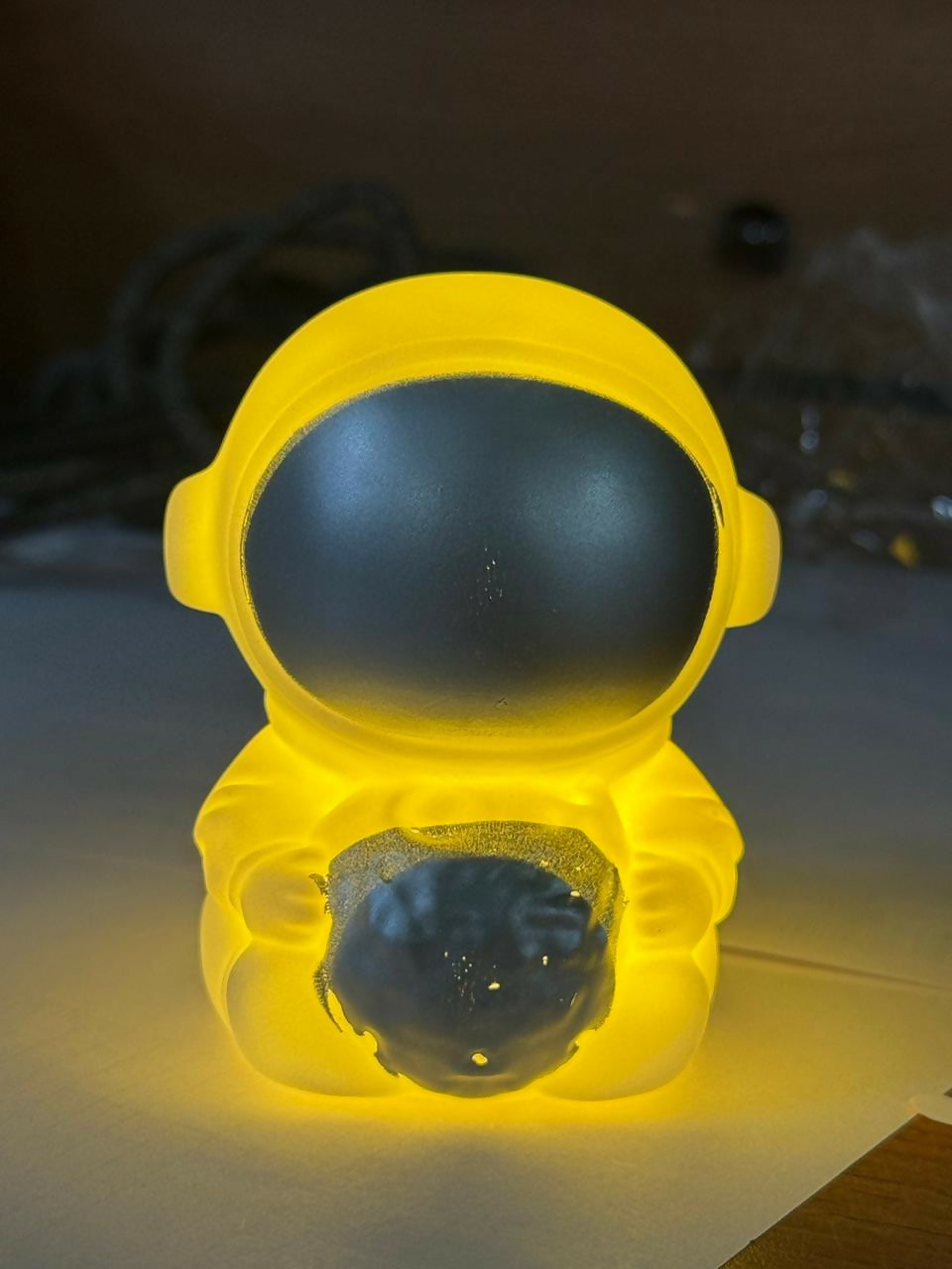 Silver Astronaut Moon LED Night Lamp Kids Bedroom Table Decor Light