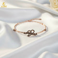 Rose Gold Adjustable Bow Charm Bracelet – Elegant Daily Wear