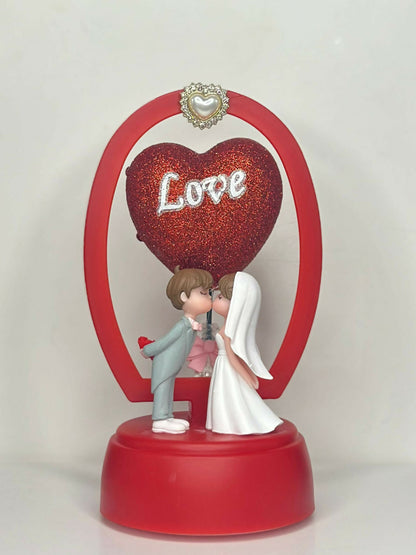 Romantic Couple LED Showpiece with Heart Design Table Decor Gift